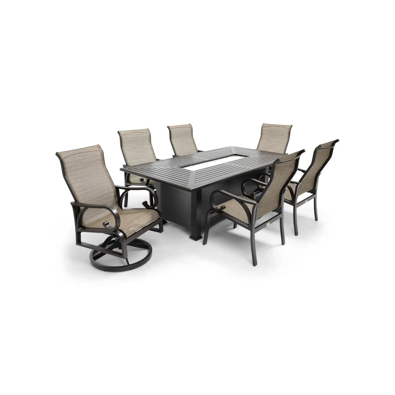 Aberdeen 7 Piece Firepit Dining Group - The Great Escape