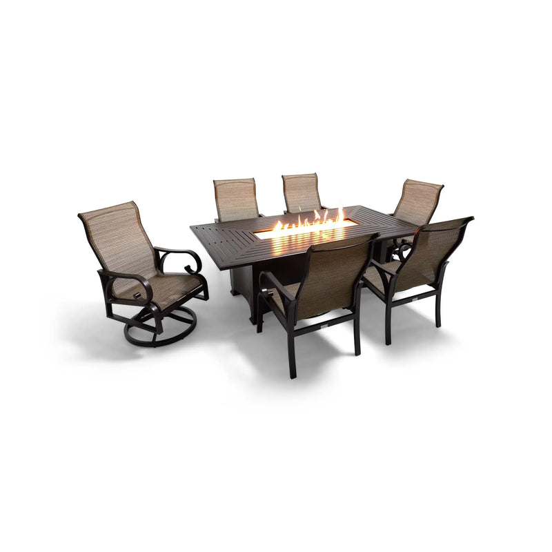 Aberdeen 7 Piece Firepit Dining Group - The Great Escape