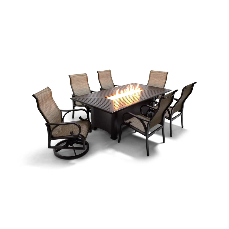 Aberdeen 7 Piece Firepit Dining Group - The Great Escape