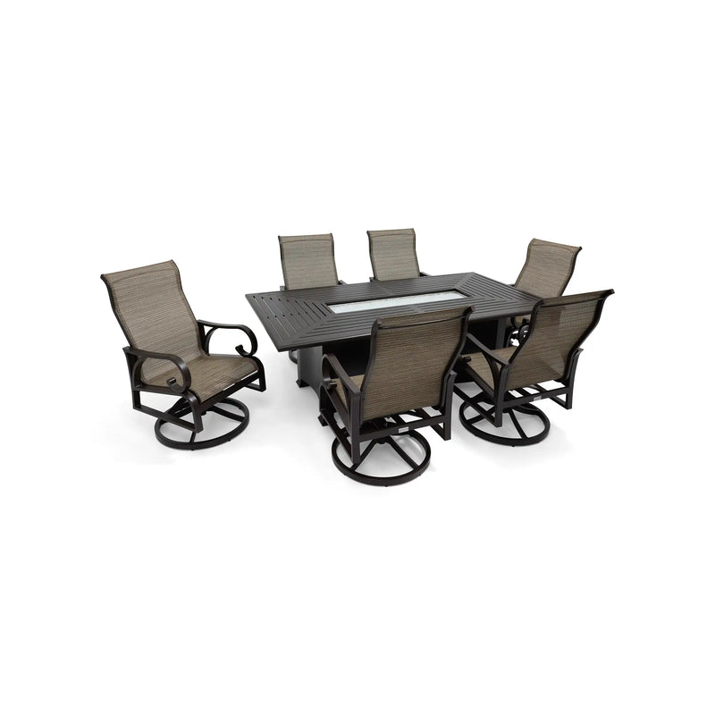 Aberdeen 7 Piece Firepit Dining Group - The Great Escape