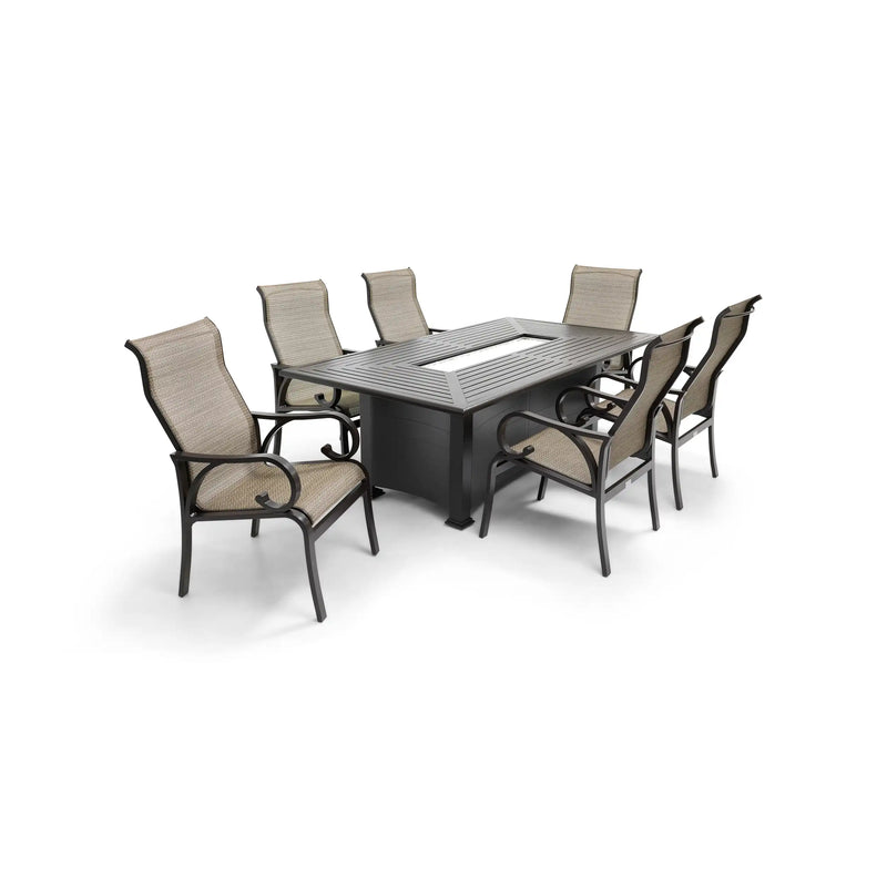 Aberdeen 7 Piece Firepit Dining Group - The Great Escape