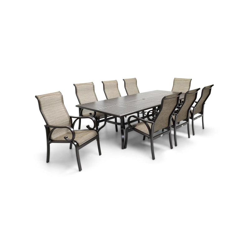 Aberdeen 9 Piece Dining Group W/ 44"x112" Rect. Table - The Great Escape
