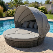 St. Kitts Grey 4 Piece 76" Rd. Daybed W/ Canopy Makar Oyster - The Great Escape