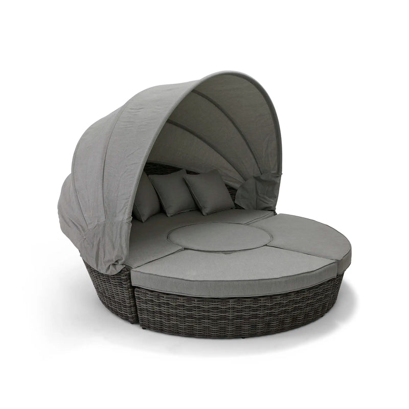 St. Kitts Grey 4 Piece 76" Rd. Daybed W/ Canopy Makar Oyster - The Great Escape