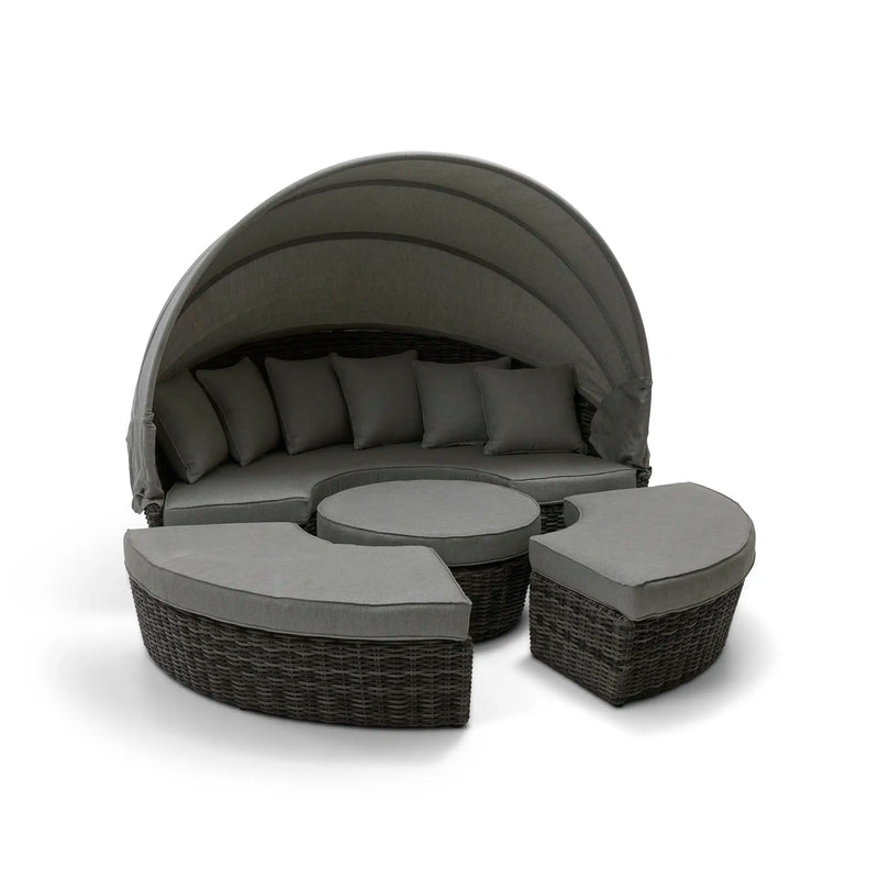 St. Kitts Grey 4 Piece 76" Rd. Daybed W/ Canopy Makar Oyster - The Great Escape