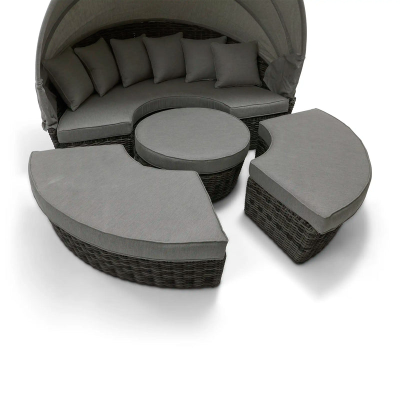 St. Kitts Grey 4 Piece 76" Rd. Daybed W/ Canopy Makar Oyster - The Great Escape