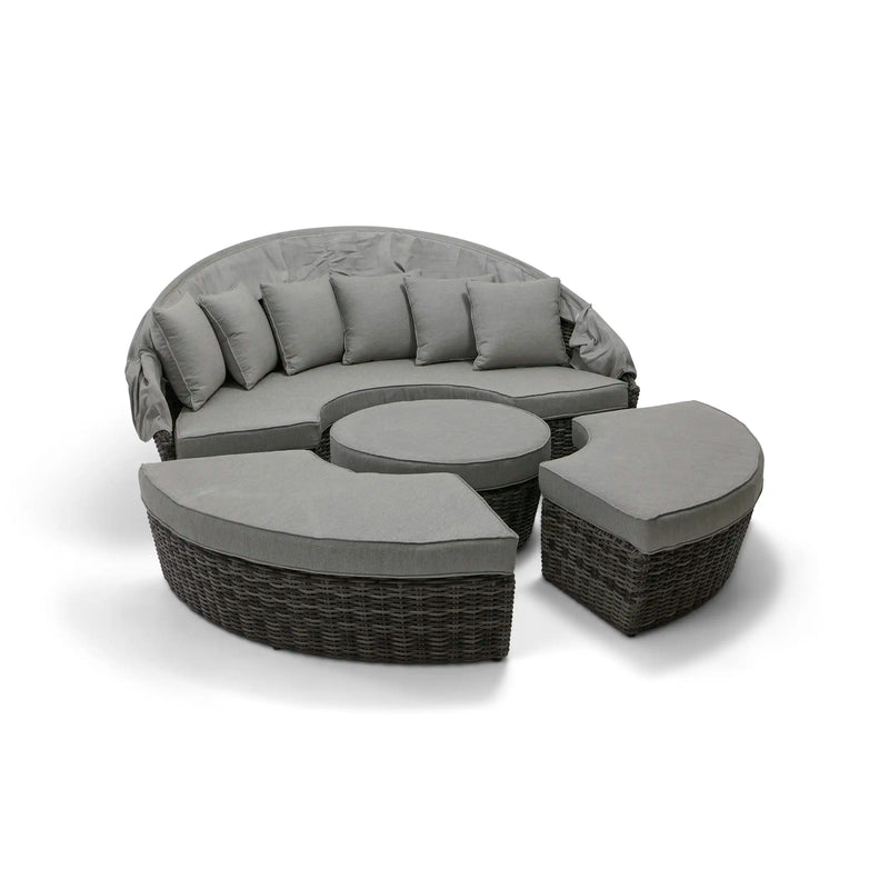 St. Kitts Grey 4 Piece 76" Rd. Daybed W/ Canopy Makar Oyster - The Great Escape