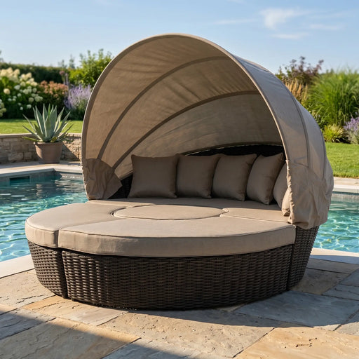 St. Kitts 4 Piece 76" Rd. Daybed W/ Canopy Lifeguard Ostrich - The Great Escape