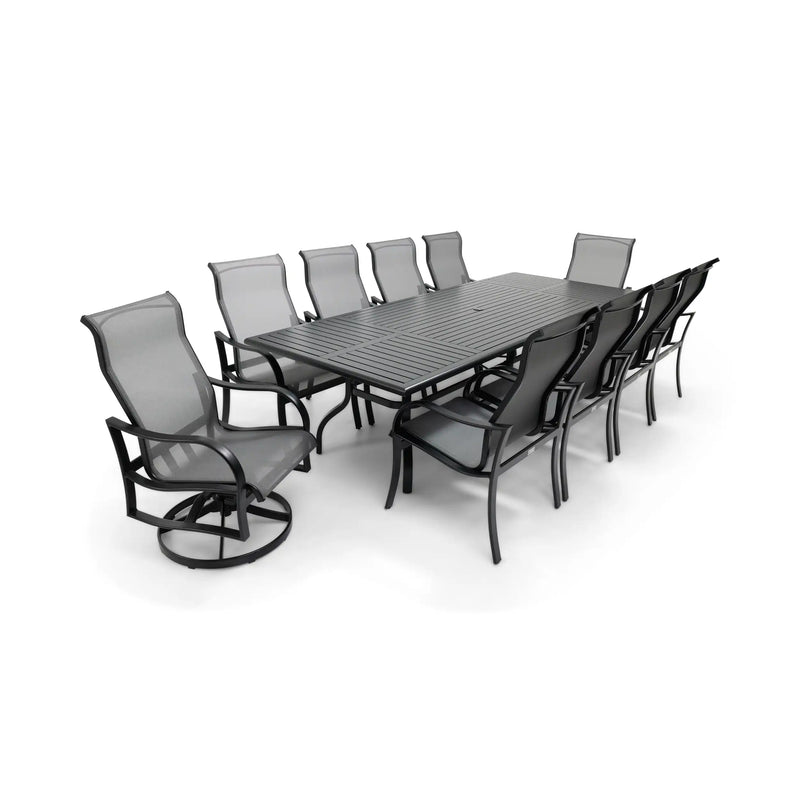 Coastline 11 Piece Black Dining Group W/ 44"x112" Rect. Table - The Great Escape