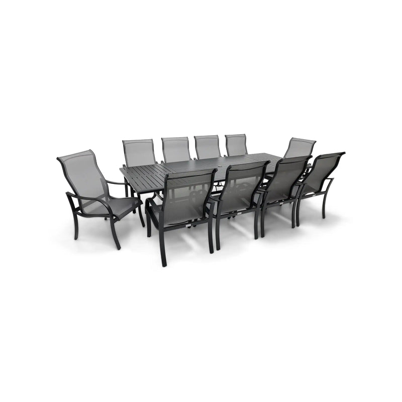 Coastline 11 Piece Black Dining Group W/ 44"x112" Rect. Table - The Great Escape