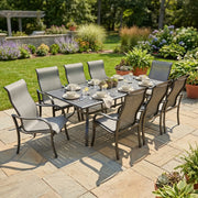 Coastline 11 Piece Black Dining Group W/ 44"x112" Rect. Table - The Great Escape