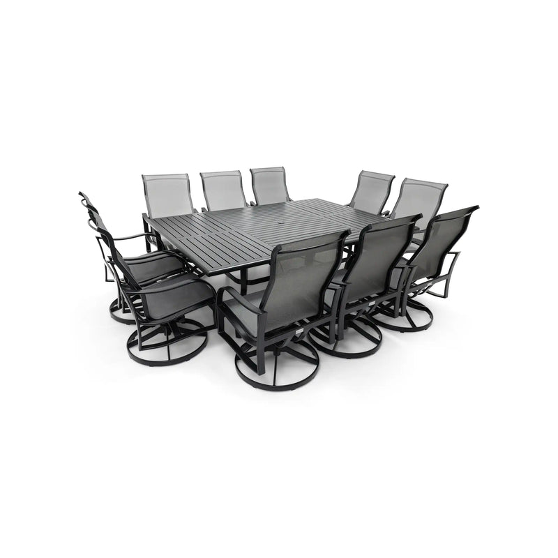 Coastline 11 Piece Black Dining Group W/ 60"x84" Rect. Table - The Great Escape
