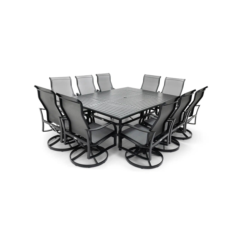 Coastline 11 Piece Black Dining Group W/ 60"x84" Rect. Table - The Great Escape
