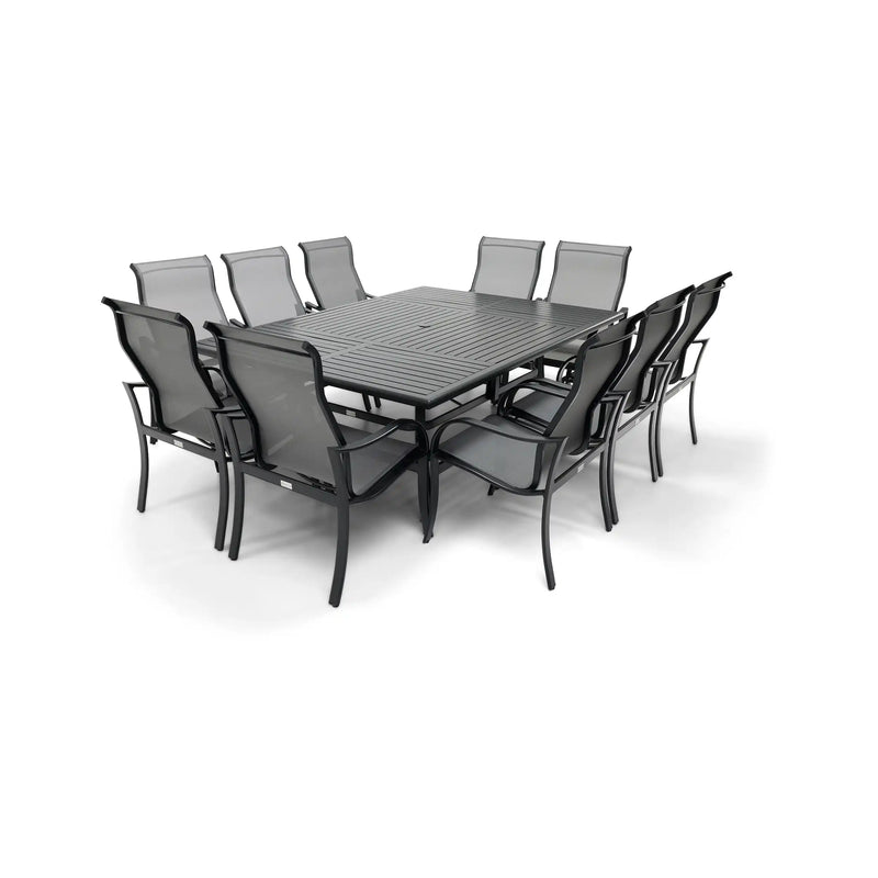 Coastline 11 Piece Black Dining Group W/ 60"x84" Rect. Table - The Great Escape