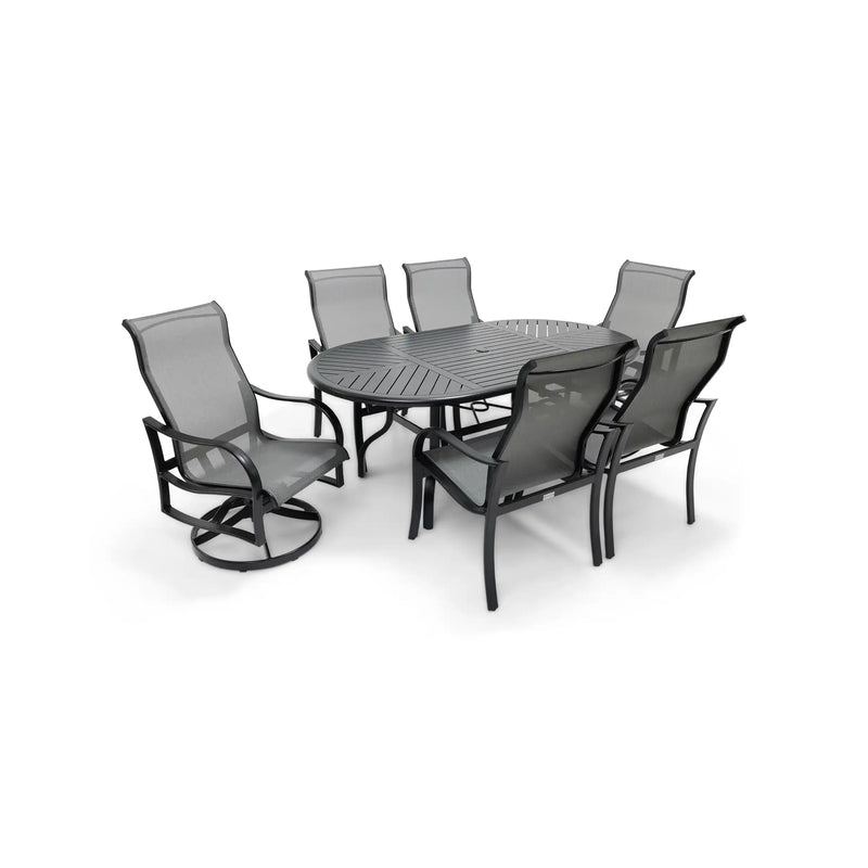 Coastline 7 Piece Black Oval Dining Group - The Great Escape