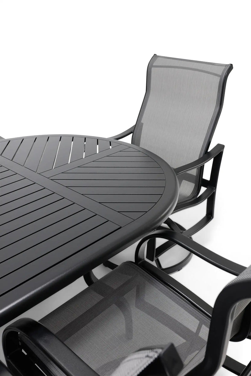 Coastline 7 Piece Black Oval Dining Group - The Great Escape