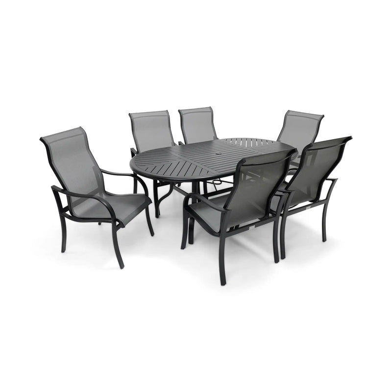 Coastline 7 Piece Black Oval Dining Group - The Great Escape