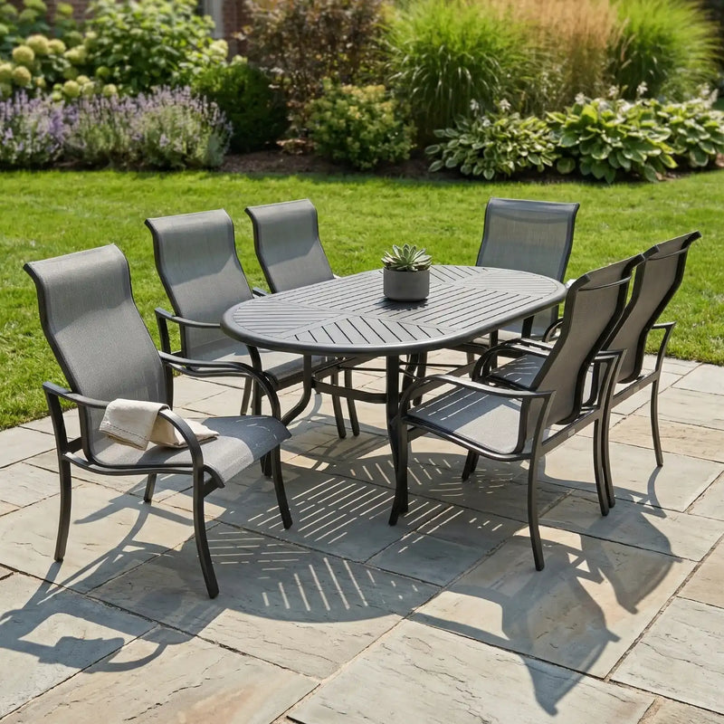 Coastline 7 Piece Black Oval Dining Group - The Great Escape