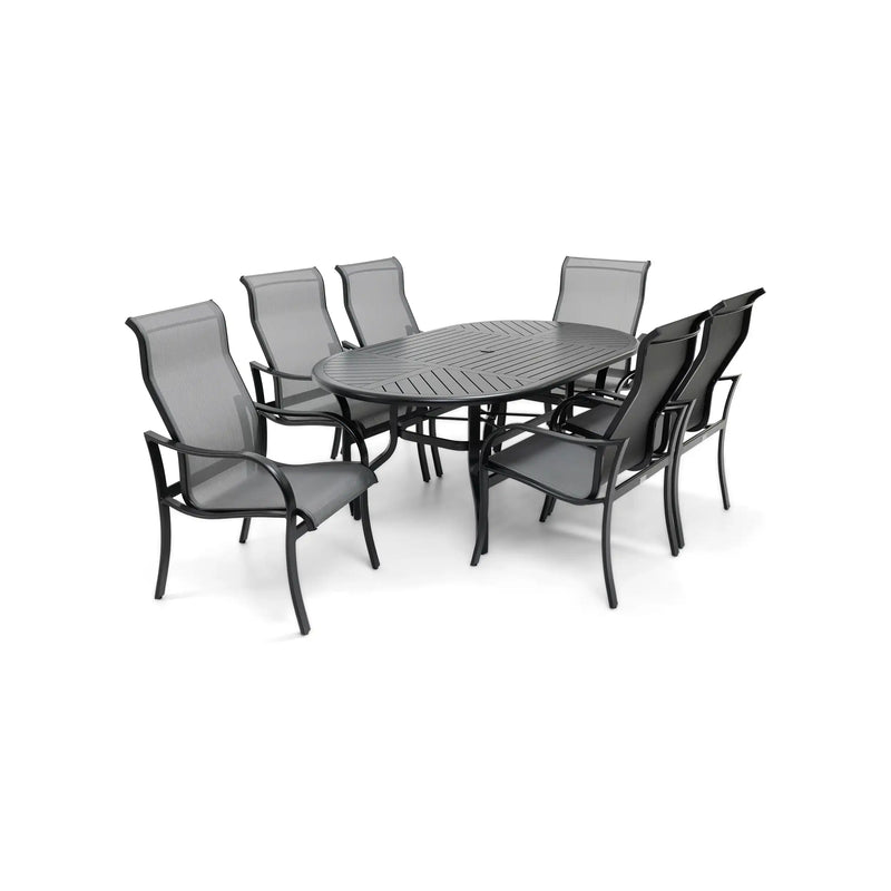 Coastline 7 Piece Black Oval Dining Group - The Great Escape