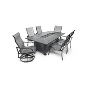 Coastline 7 Piece Black Firepit Dining Group - The Great Escape