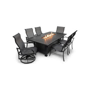 Coastline 7 Piece Black Firepit Dining Group - The Great Escape