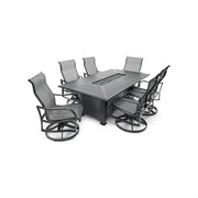 Coastline 7 Piece Black Firepit Dining Group - The Great Escape