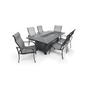 Coastline 7 Piece Black Firepit Dining Group - The Great Escape