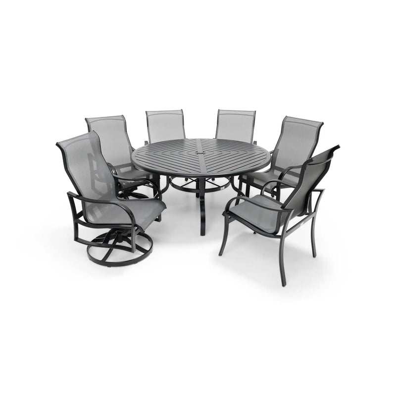 Coastline 7 Piece Black Round Dining Group - The Great Escape