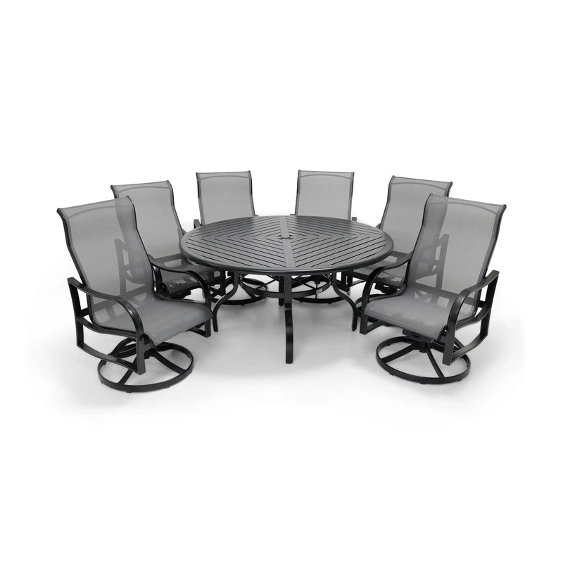 Coastline 7 Piece Black Round Dining Group - The Great Escape