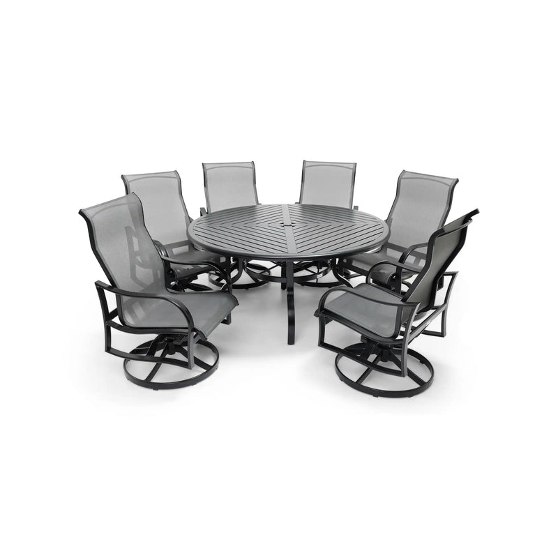 Coastline 7 Piece Black Round Dining Group - The Great Escape
