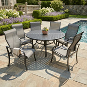 Coastline 7 Piece Black Round Dining Group - The Great Escape