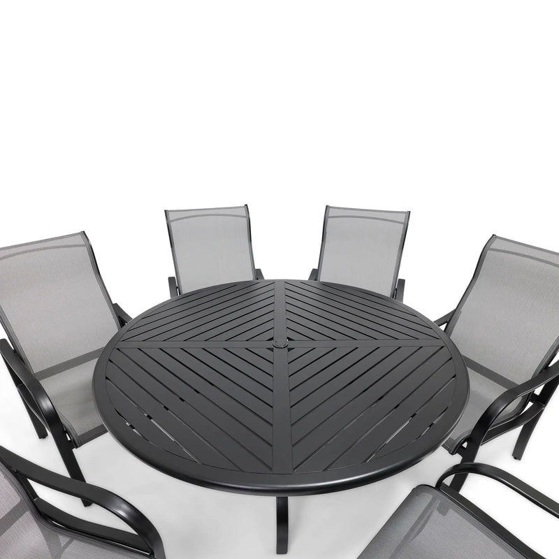 Coastline 7 Piece Black Round Dining Group - The Great Escape