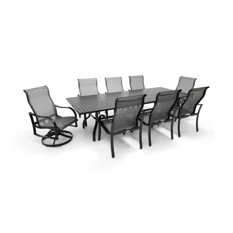 Coastline 9 Piece Black Dining Group W/ 44"x112" Rect. Table - The Great Escape