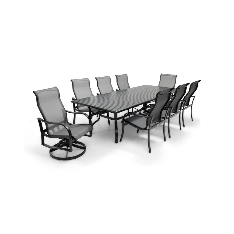 Coastline 9 Piece Black Dining Group W/ 44"x112" Rect. Table - The Great Escape