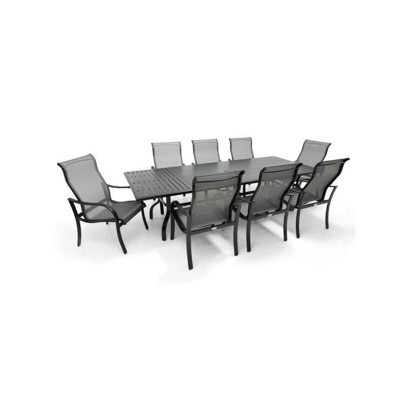 Coastline 9 Piece Black Dining Group W/ 44"x112" Rect. Table - The Great Escape