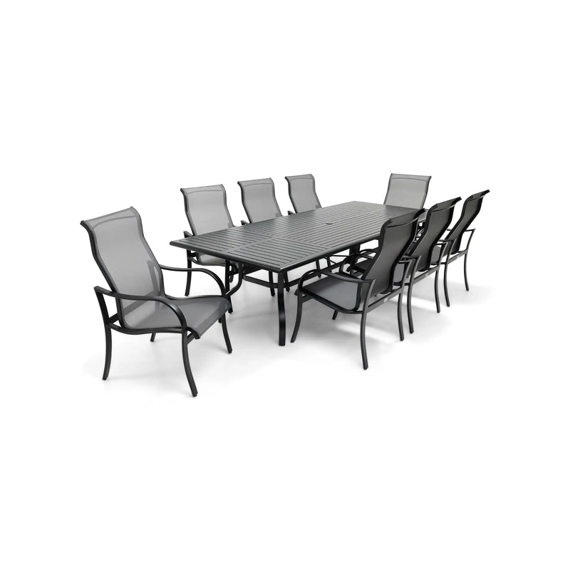 Coastline 9 Piece Black Dining Group W/ 44"x112" Rect. Table - The Great Escape