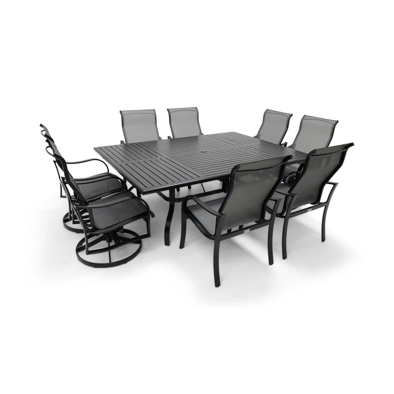 Coastline 9 Piece Black Dining Group W/ 60"x84" Rect. Table - The Great Escape
