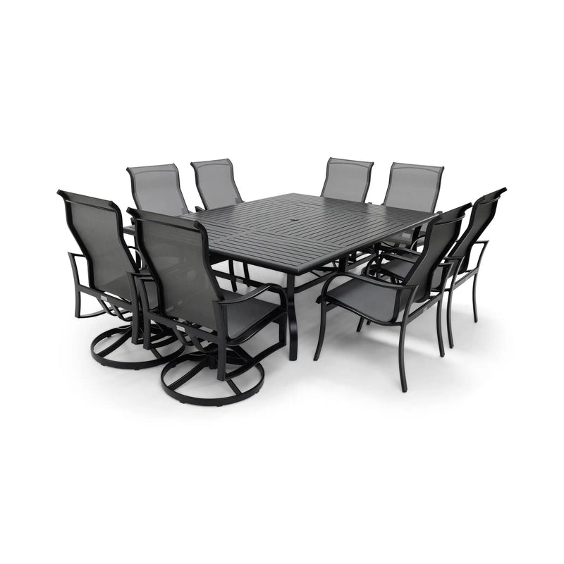 Coastline 9 Piece Black Dining Group W/ 60"x84" Rect. Table - The Great Escape