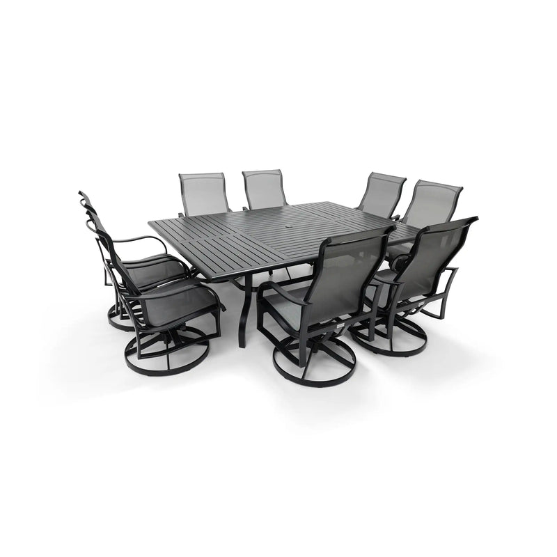 Coastline 9 Piece Black Dining Group W/ 60"x84" Rect. Table - The Great Escape