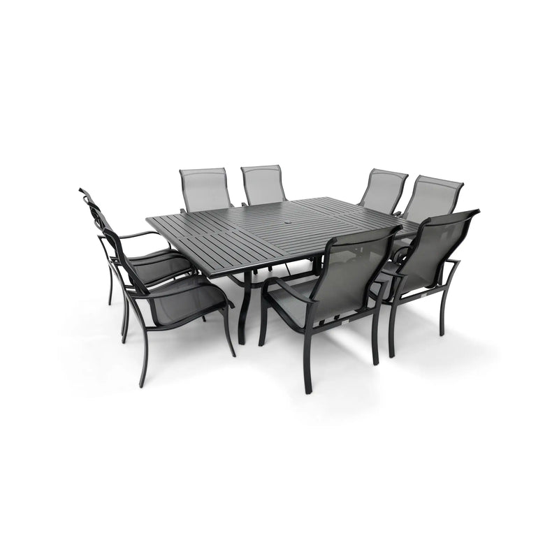 Coastline 9 Piece Black Dining Group W/ 60"x84" Rect. Table - The Great Escape