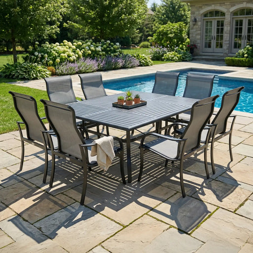 Coastline 9 Piece Black Dining Group W/ 60"x84" Rect. Table - The Great Escape