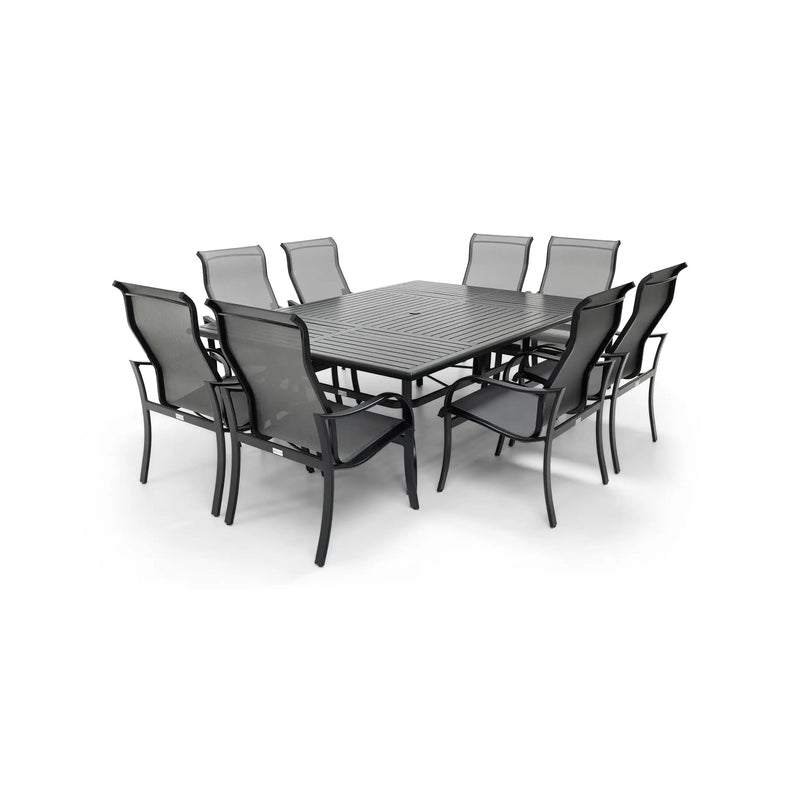 Coastline 9 Piece Black Dining Group W/ 60"x84" Rect. Table - The Great Escape
