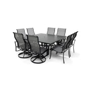 Coastline 9 Piece Black Square Dining Group - The Great Escape