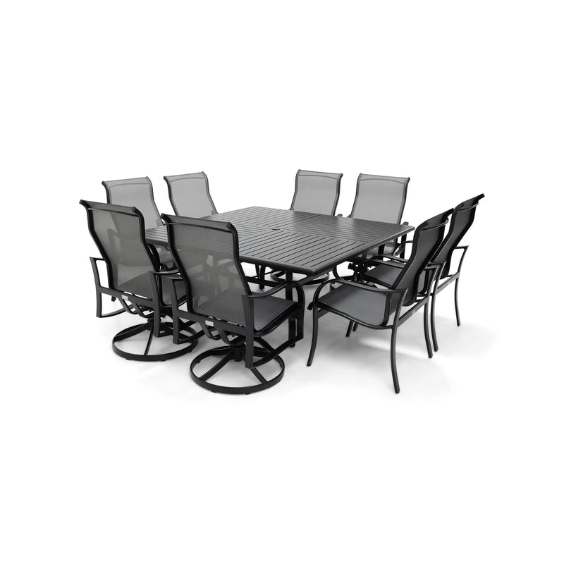 Coastline 9 Piece Black Square Dining Group - The Great Escape