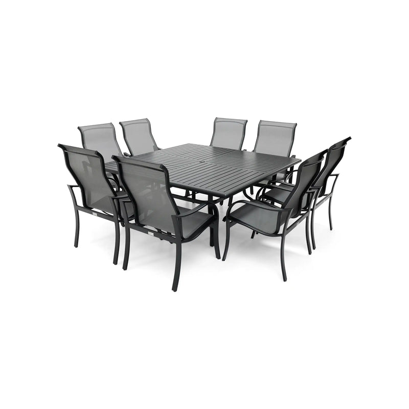 Coastline 9 Piece Black Square Dining Group - The Great Escape