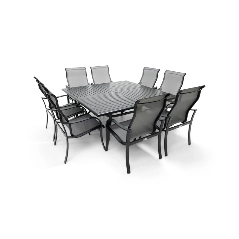 Coastline 9 Piece Black Square Dining Group - The Great Escape