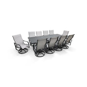 Coastline 11 Piece Graphite Dining Group W/ 44"x112" Rect. Table - The Great Escape