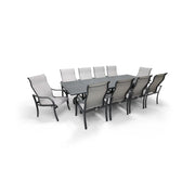 Coastline 11 Piece Graphite Dining Group W/ 44"x112" Rect. Table - The Great Escape