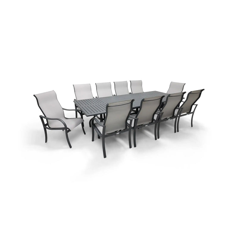 Coastline 11 Piece Graphite Dining Group W/ 44"x112" Rect. Table - The Great Escape