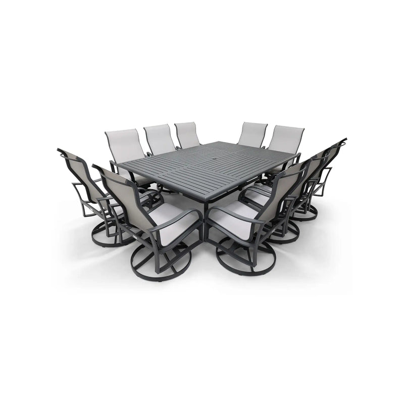 Coastline 11 Piece Graphite Dining Group W/ 60"x84" Rect. Table - The Great Escape